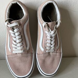 Vans Pink Suede Old Skool Sneakers with White Stripe